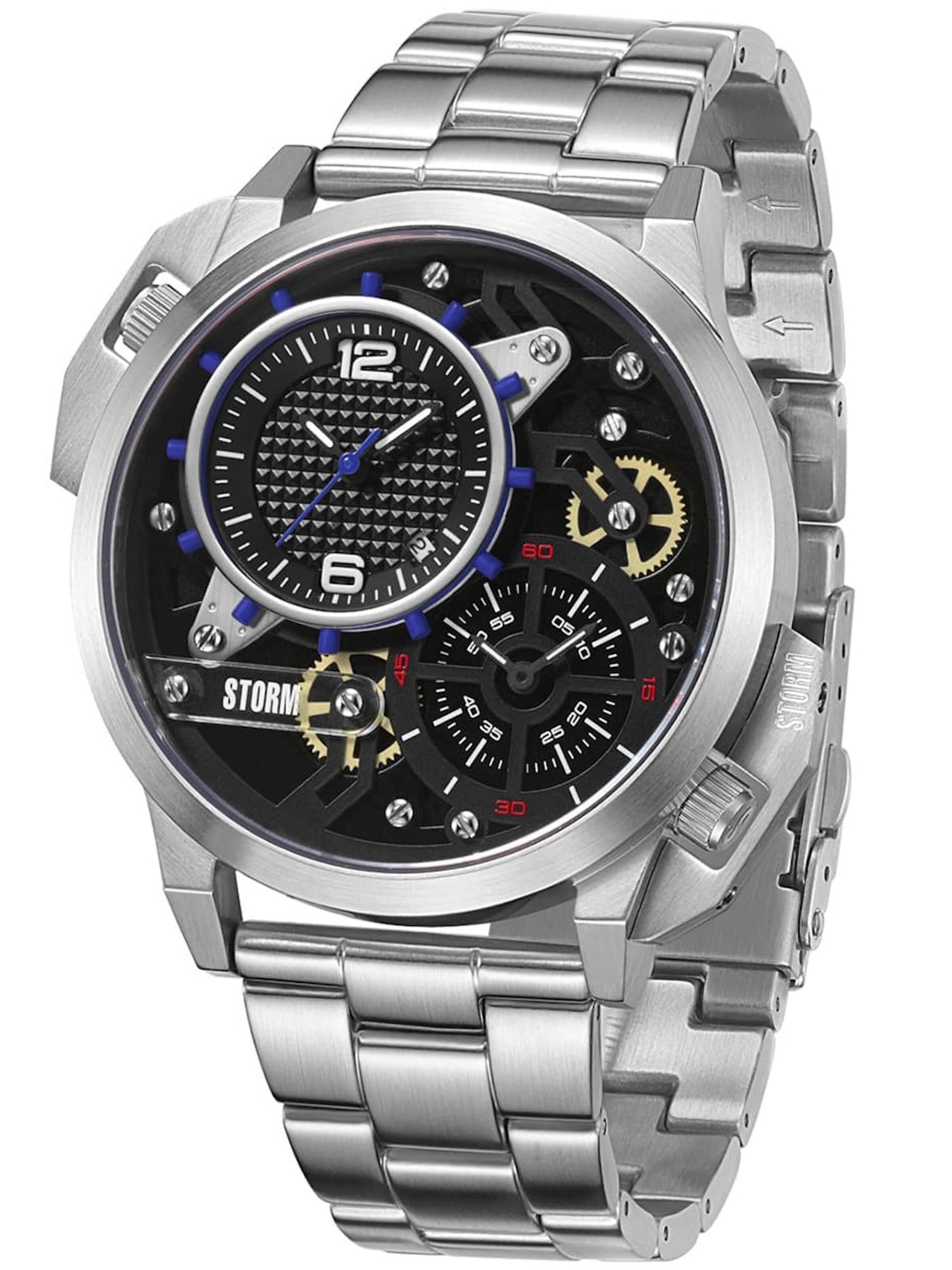 STORM Analoguhr 'Dualaton' in Blau: Vorderseite