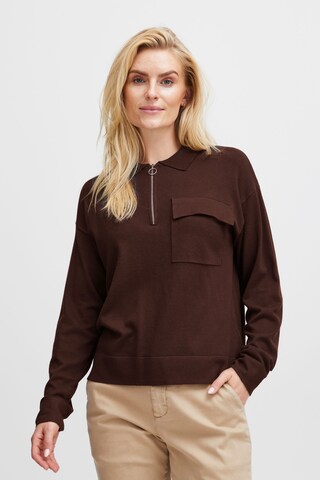 PULZ Jeans Sweater in Brown: front