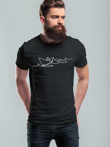 Neverless Shirt 'Paperschiff' in Black: front