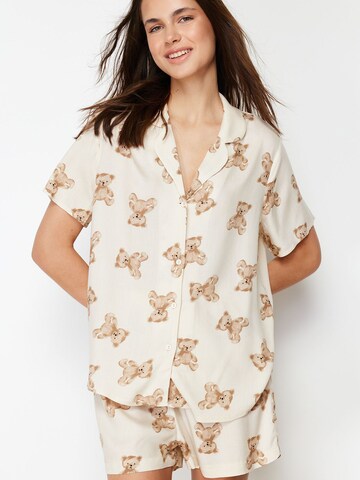 Trendyol Kort pyjamas i beige: framsida