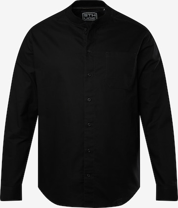 STHUGE Comfort fit Button Up Shirt in Black: front