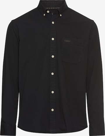 CAMEL ACTIVE Langarm Shirt mit Button-Down Kragen in Schwarz: Vorderseite