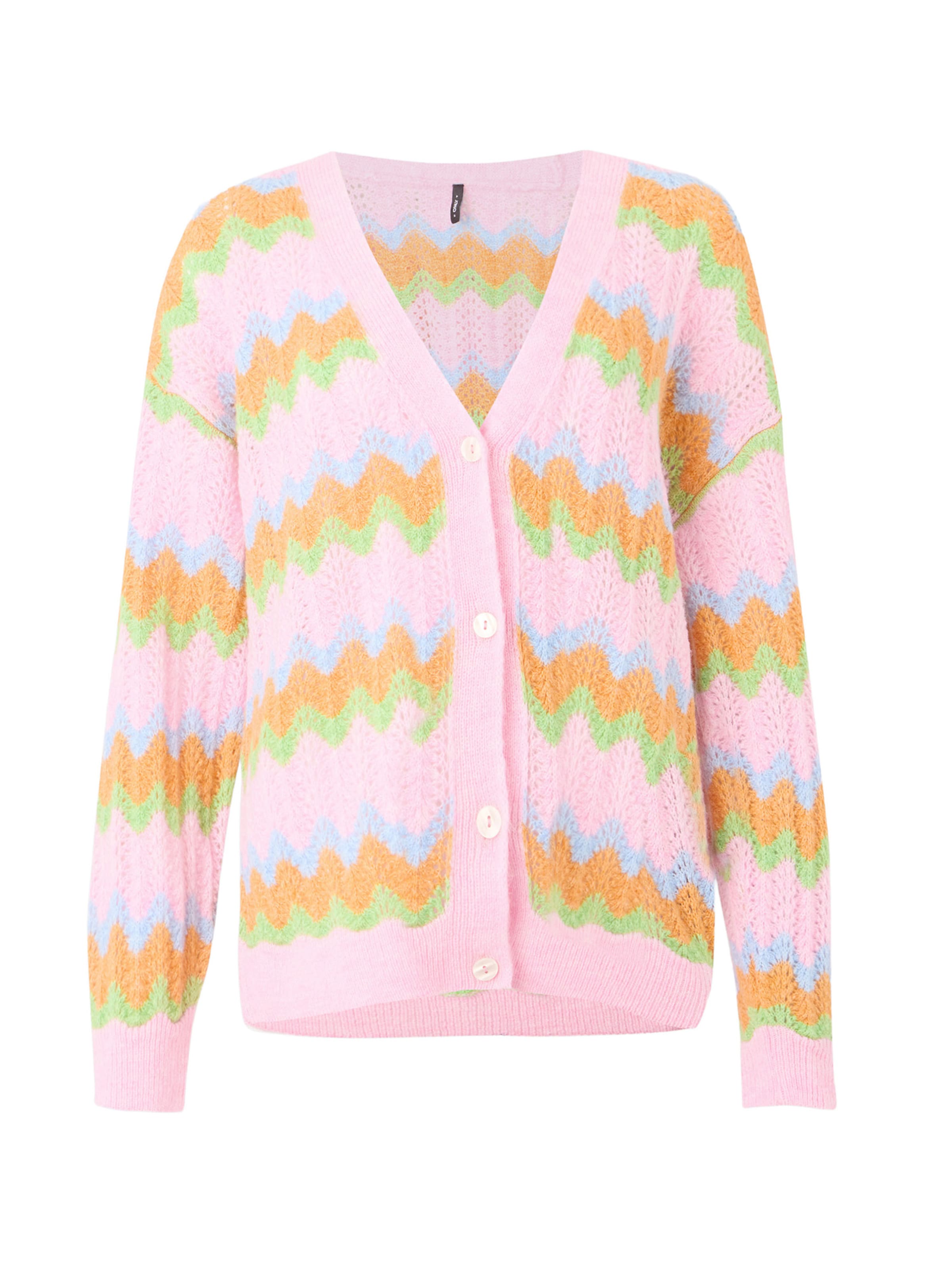 ONLY Cardigan 'ONLLUNA' en bleu clair / vert clair / mandarine / rose, Vue avec produit