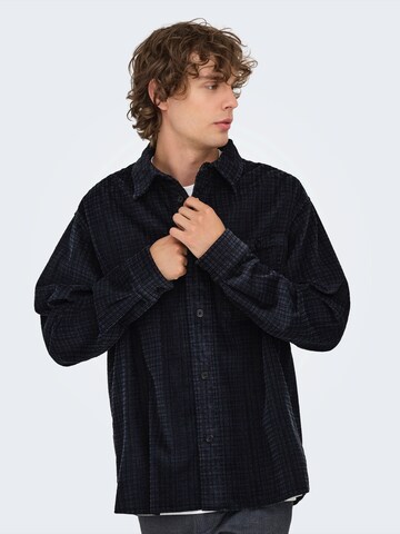 Only & Sons Классический крой Рубашка 'ONSWaleed' в Черный: спереди