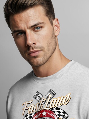 Neverless Sweatshirt 'Racing Skull' in Grey