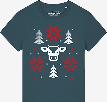Maglietta 'Christmas With Love' di Watapparel in blu: frontale