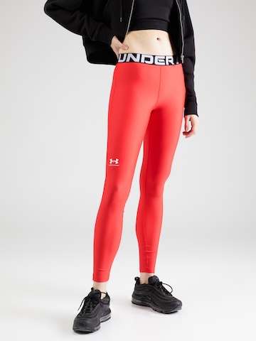 UNDER ARMOUR Skinny Sports trousers 'Authentics' in Red: front