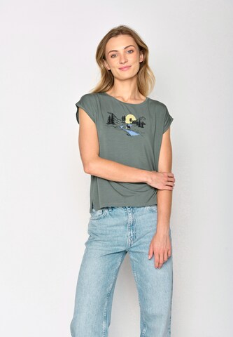 GREENBOMB Shirt 'Nature Deer River' in Groen: voorkant