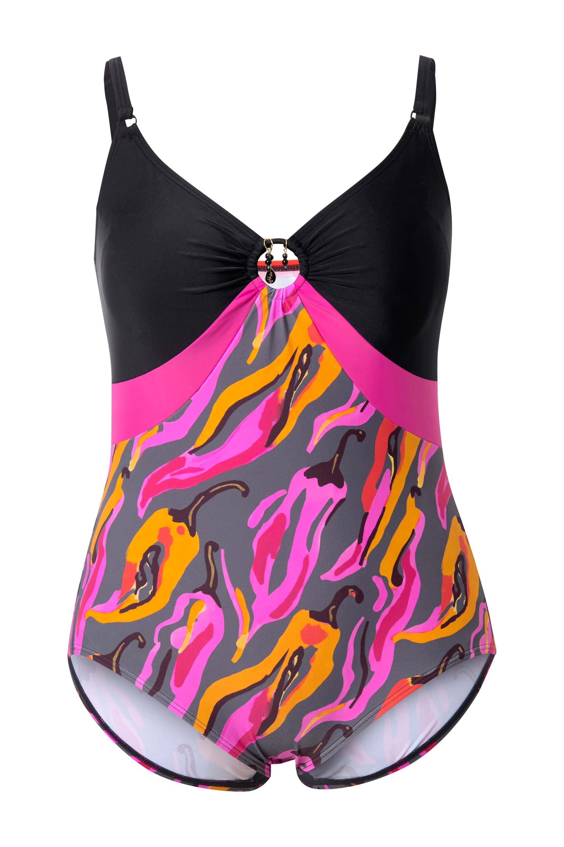 Ulla Popken T-Shirt Badeanzug in Mischfarben: Vorderseite