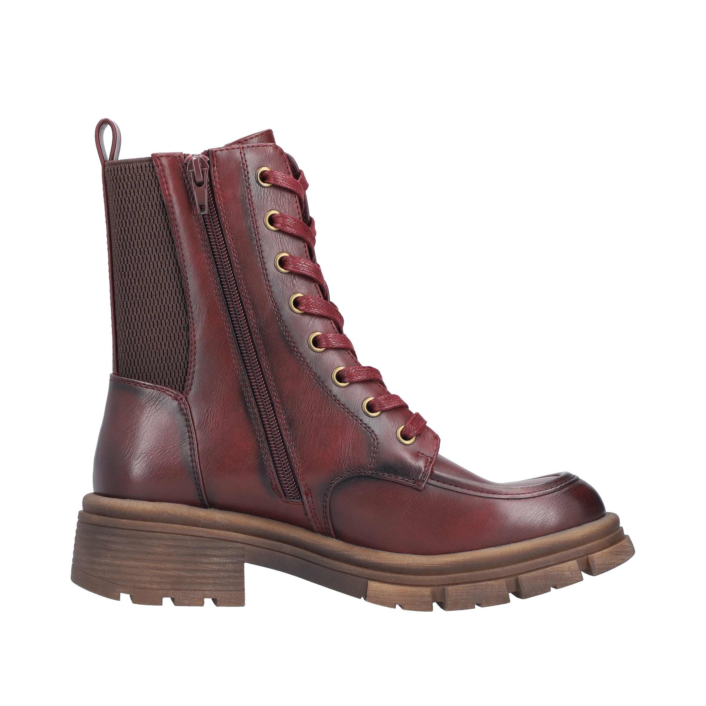 Rieker Lace-Up Ankle Boots in Red