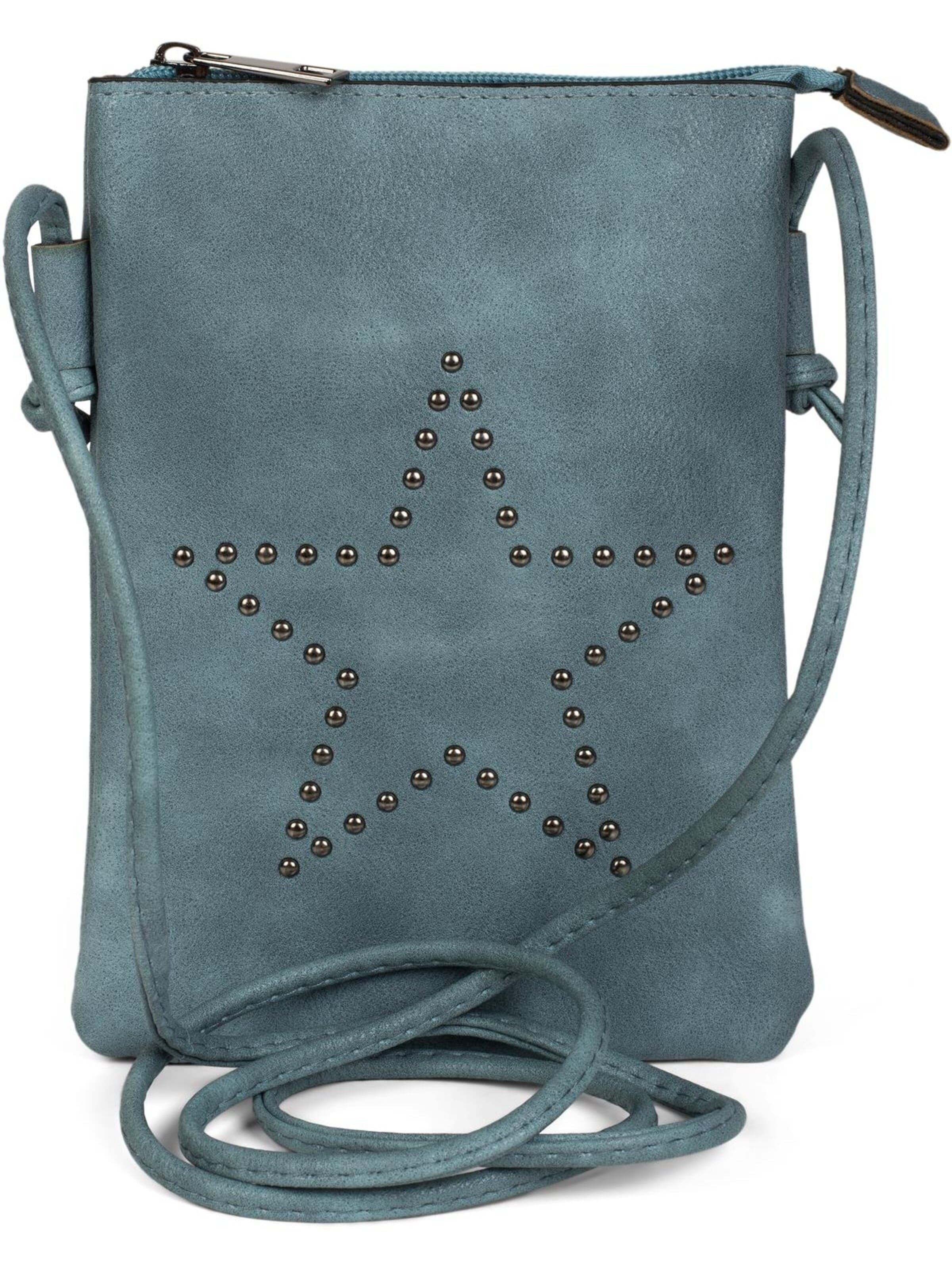 styleBREAKER Umhängetasche 'Mini Umhängetasche mit Nieten Stern'‌‌‌‌ in Blau: Vorderseite