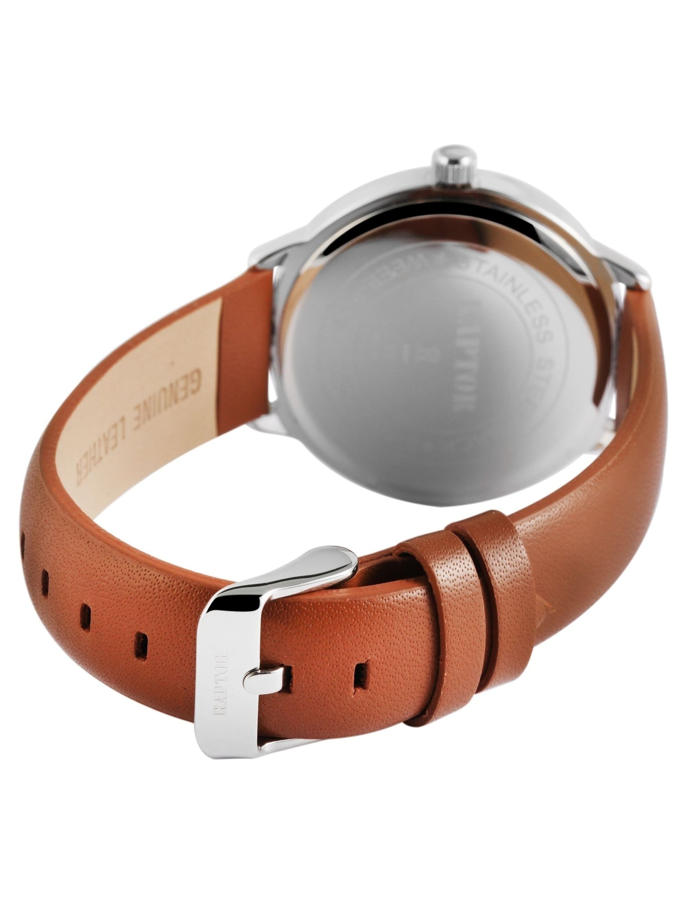 Raptor Analog Watch 'Inessa, Mineralglas' in Brown: front