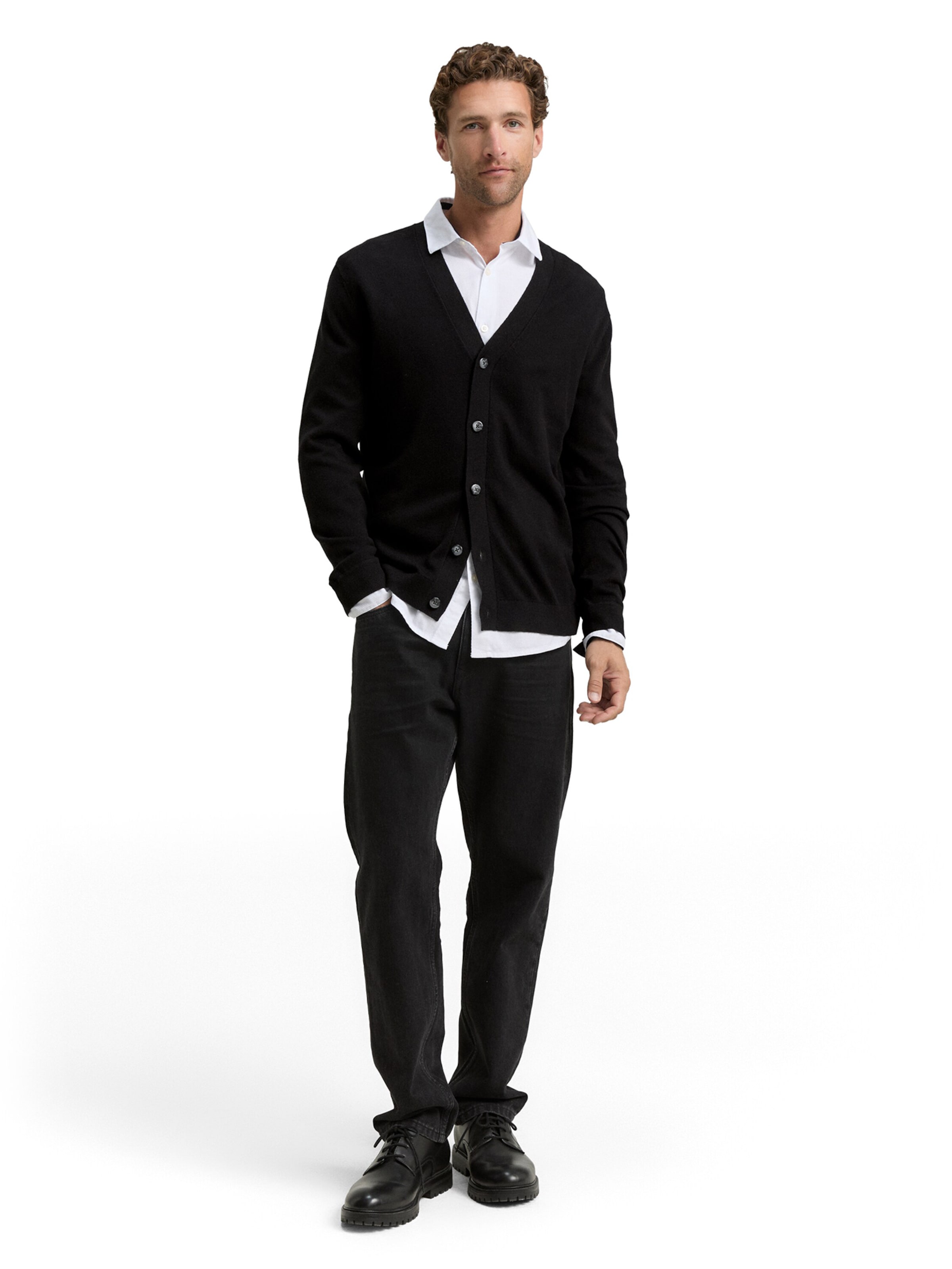 TOM TAILOR Knit Cardigan in Black