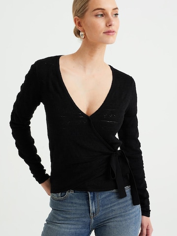 WE Fashion Knit Cardigan in Black: front