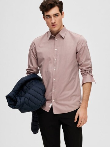 SELECTED HOMME Slim fit Button Up Shirt 'SLHEthan' in Pink