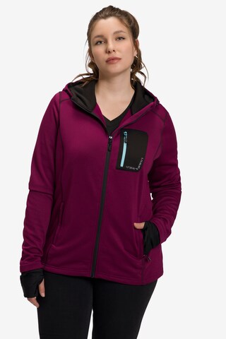 Ulla Popken Zip-Up Hoodie 'Hyprar' in Purple: front