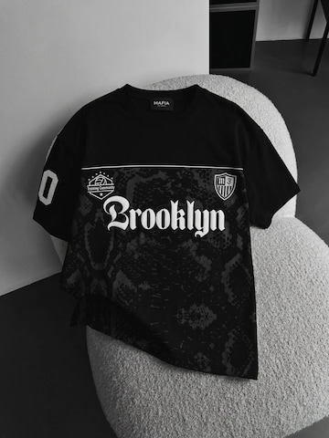 Kleidermafia Shirt 'Oversize Brooklyn T-shirt - Black and Anthracite' in Zwart