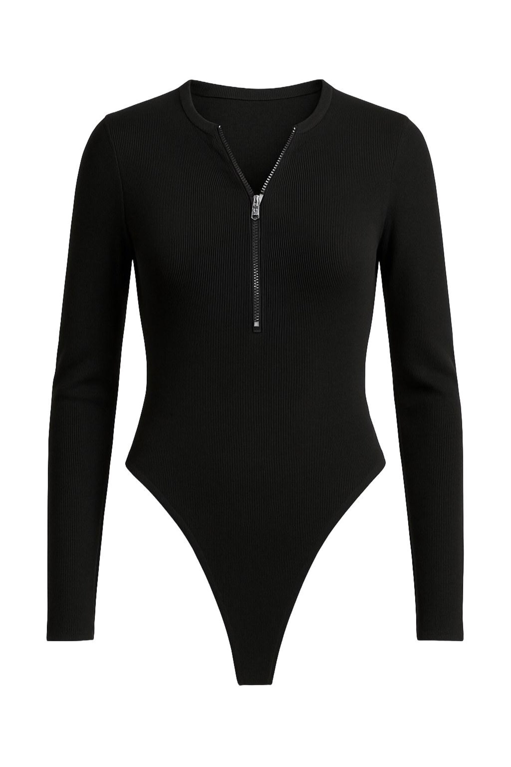 For You Moda Shirt Bodysuit in Black: front