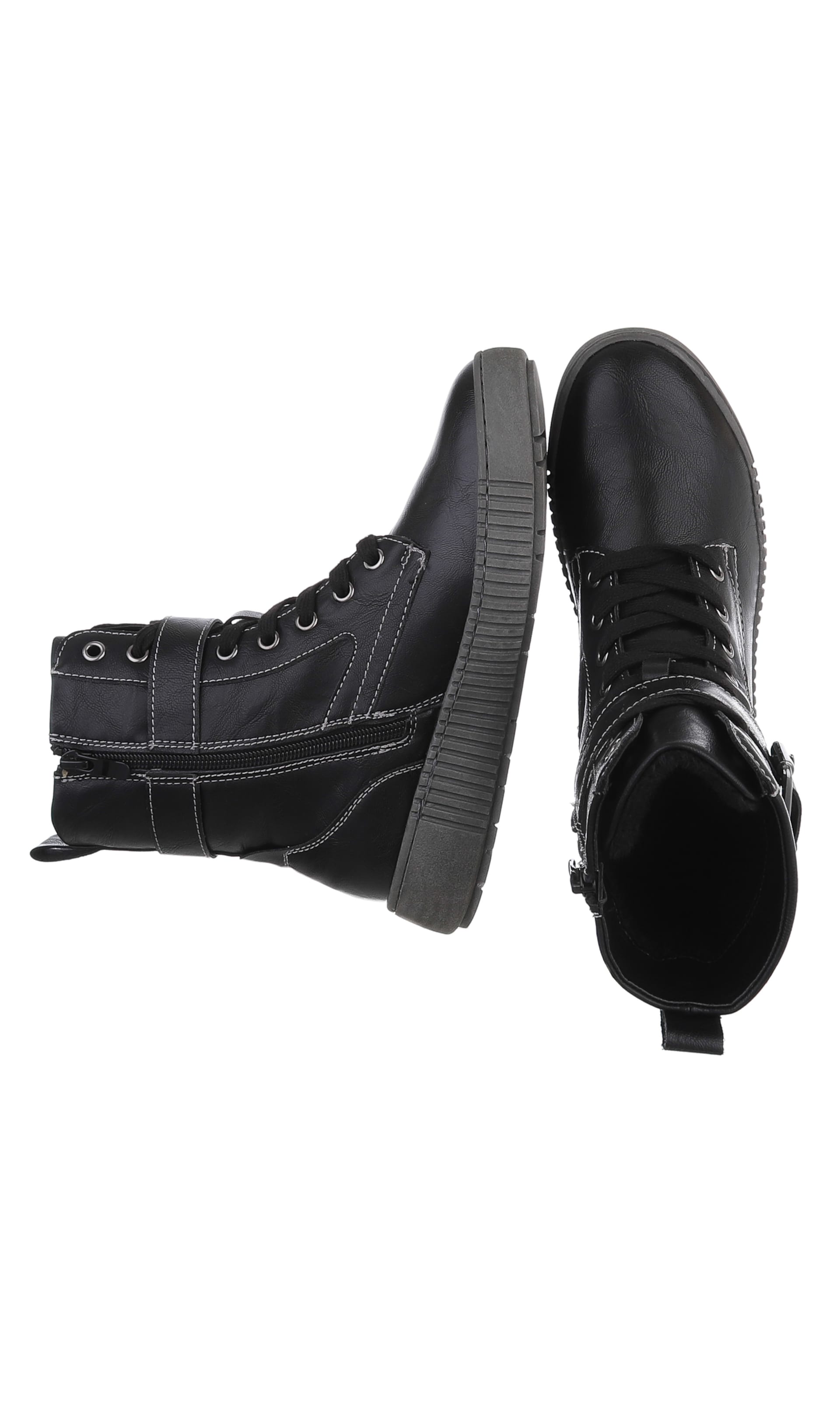 Ital-Design Schnürstiefelette in Schwarz