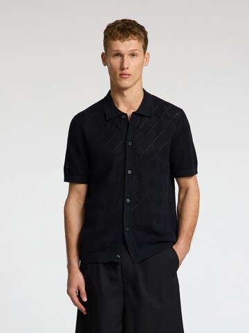 SELECTED HOMME Regular fit Плетена жилетка 'SLHARCO' в черно: отпред
