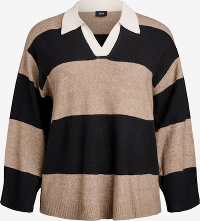 Zizzi Pulover 'MVISTA' u brokat / crna / bijela, Pregled proizvoda