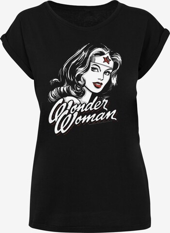 F4NT4STIC Shirt 'DC Comics Wonder Woman Hint Of Red' in Zwart: voorkant