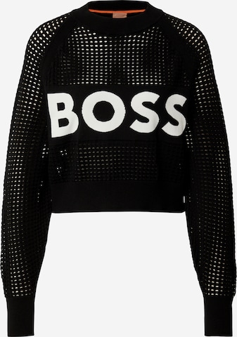 BOSS Пуловер в черно: отпред