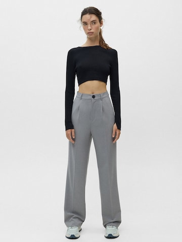 Pull&Bear Kalhoty se sklady v pase – šedá: přední strana