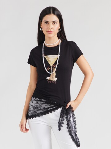 GUESS Majica 'LEOPARDTINI' | črna barva: sprednja stran