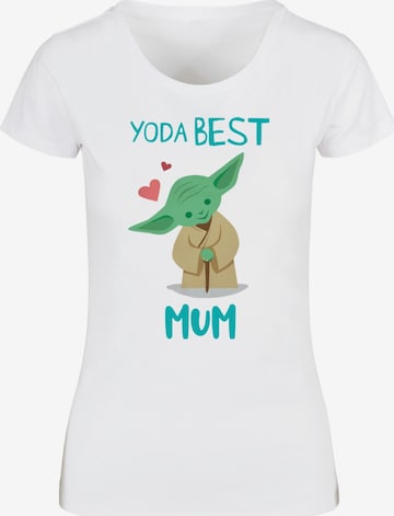 ABSOLUTE CULT Shirt 'Mother's Day - Star Wars Yoda Best Mum' in Wit: voorkant