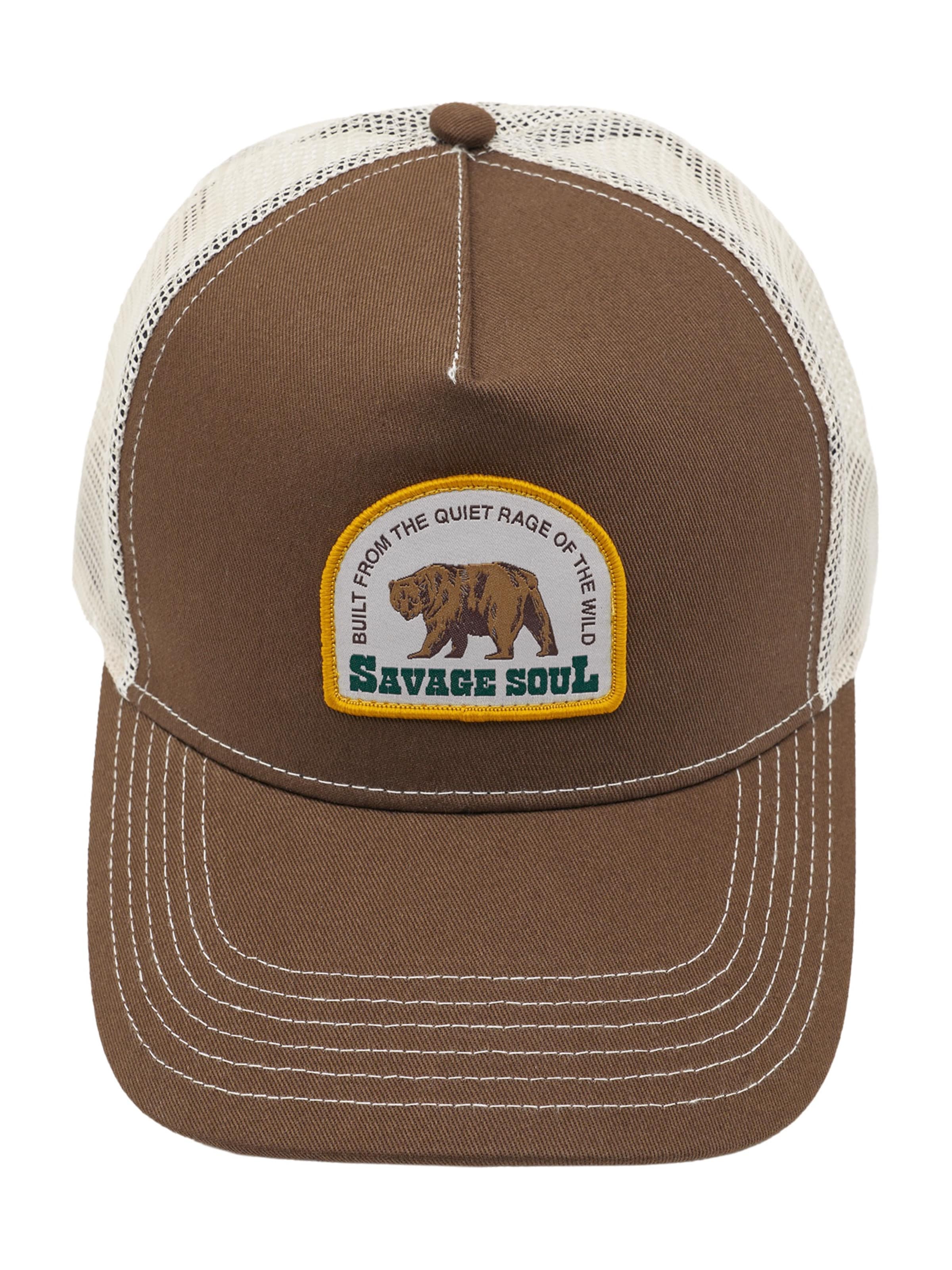 Pull&Bear Czapka z daszkiem w kolorze ecru / brązowy / żółtym, Podgląd produktu