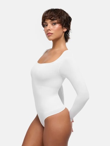 cfab - Body moldeador 'Clean Longsleeve Squareneck Sculpting Bodysuit with String' en blanco