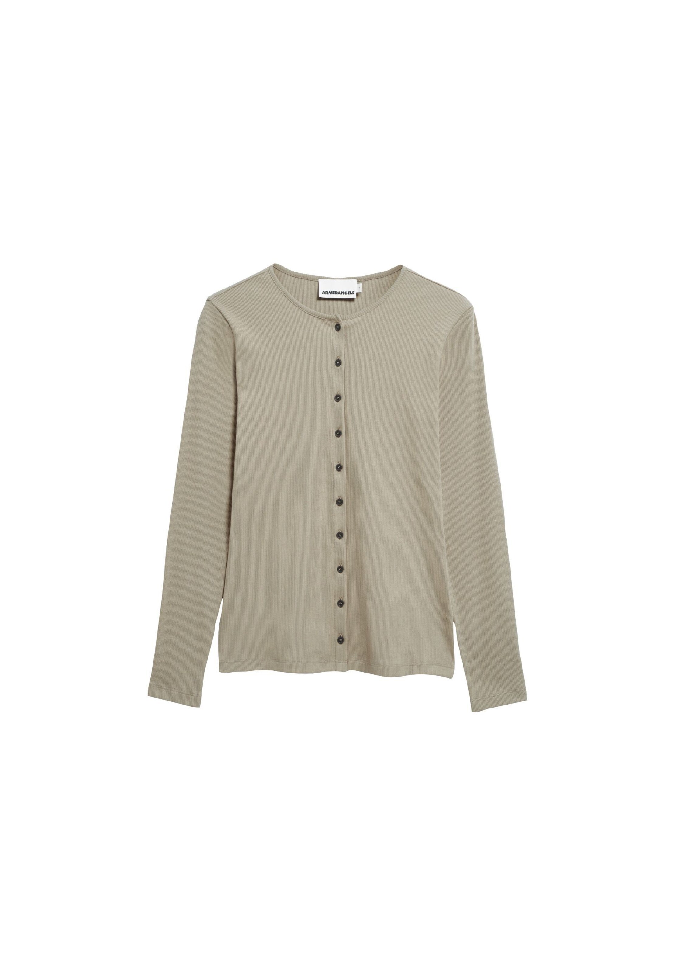 ARMEDANGELS Longsleeve RIB BUTTON in Grün: Vorderseite