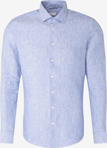 SEIDENSTICKER Slim fit Button Up Shirt 'SMART LINEN' in Blue: front