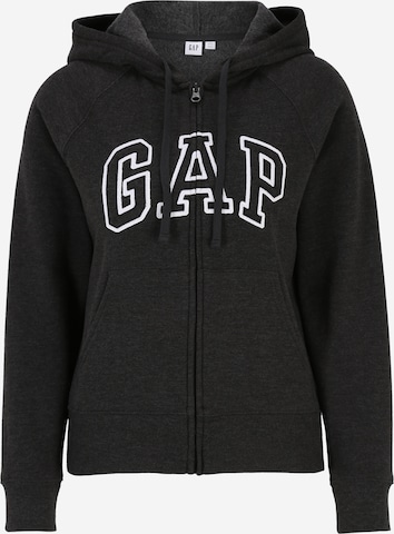 Gap Petite Zip-Up Hoodie 'HERITAGE' in Grey: front