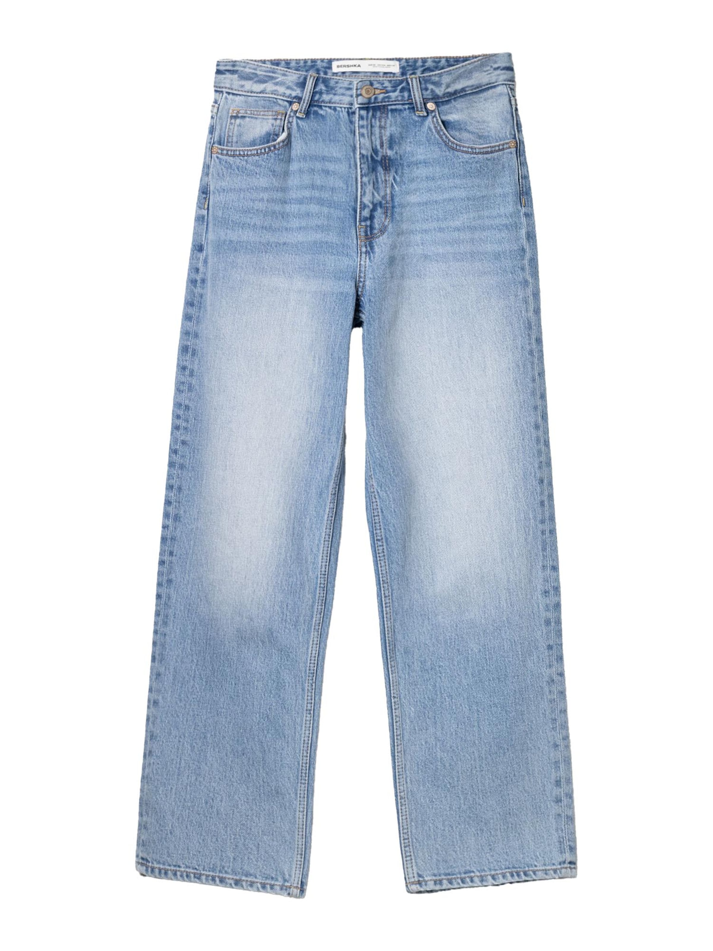 Jeans de la Bershka pe albastru: față