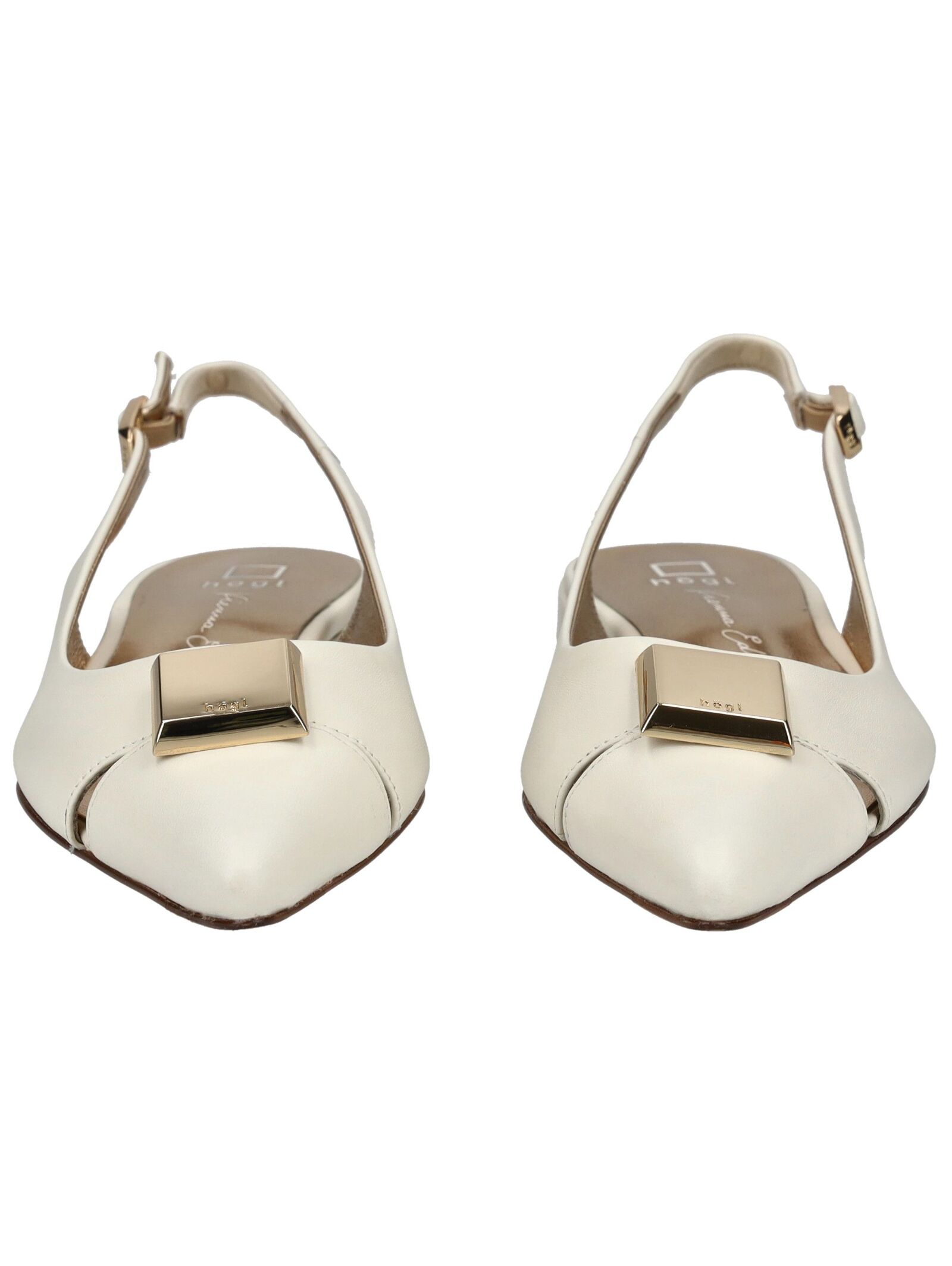 HÖGL Dames Ballerina Beige - Elegante Instappers Van Glad Leer Met Goudaccent En Versterkte Hiel