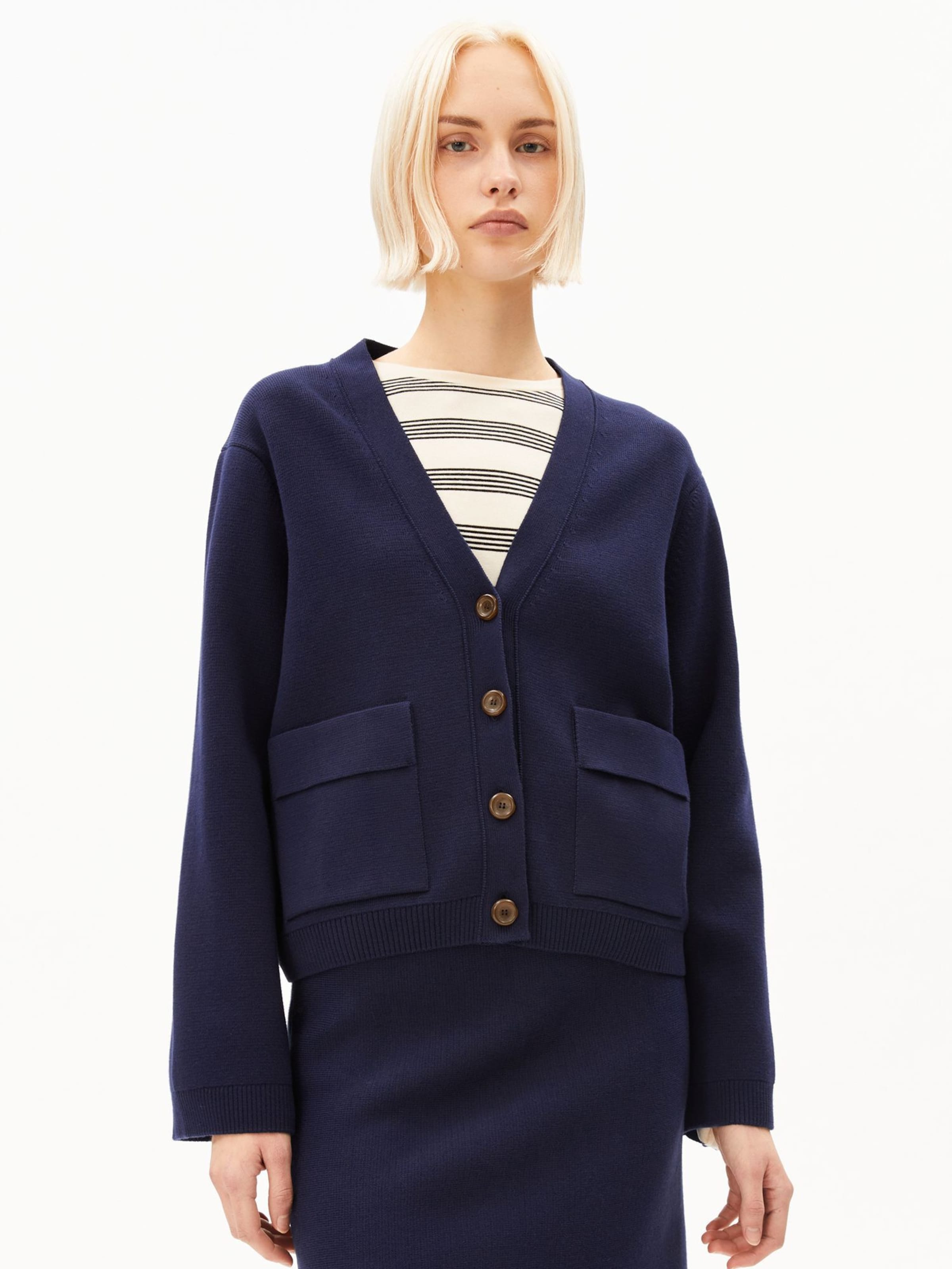 ARMEDANGELS Strickjacke COMPACT in Blau: Vorderseite