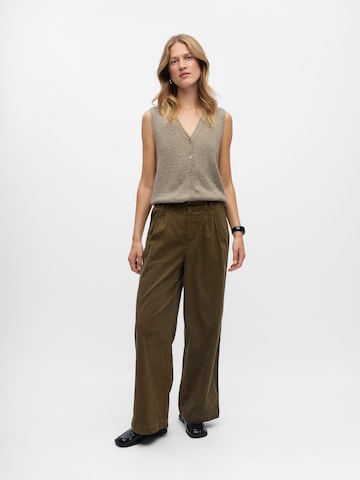 OBJECT Wide leg Pleat-Front Pants 'OBJROY' in Green