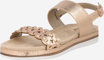 Sandale cu baretă JANA pe auriu - roz, Vizualizare produs
