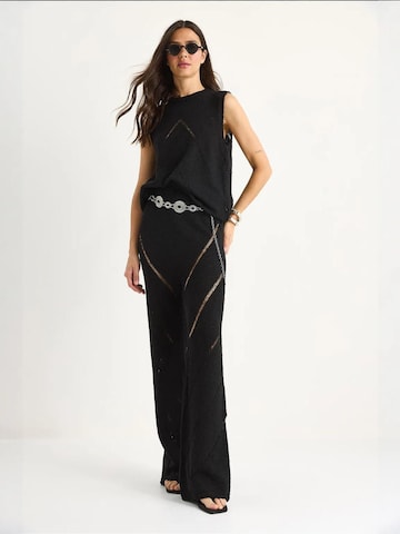 Bianco Lucci Set: Hose und Stricktop in Schwarz