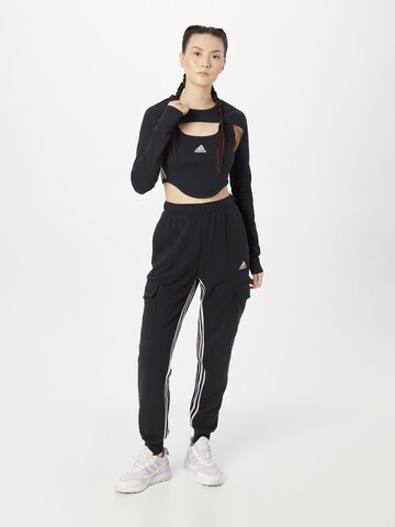 ADIDAS SPORTSWEAR Sport top 'Dance 3-Stripes Ribbed Fitted With Detachable Sleeves' - fekete