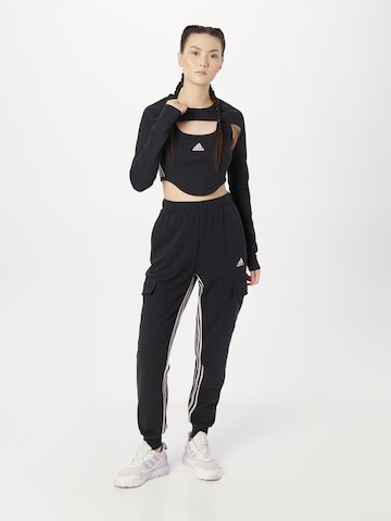 ADIDAS SPORTSWEAR Sports top 'Dance 3-Stripes Ribbed Fitted With Detachable Sleeves' in Black