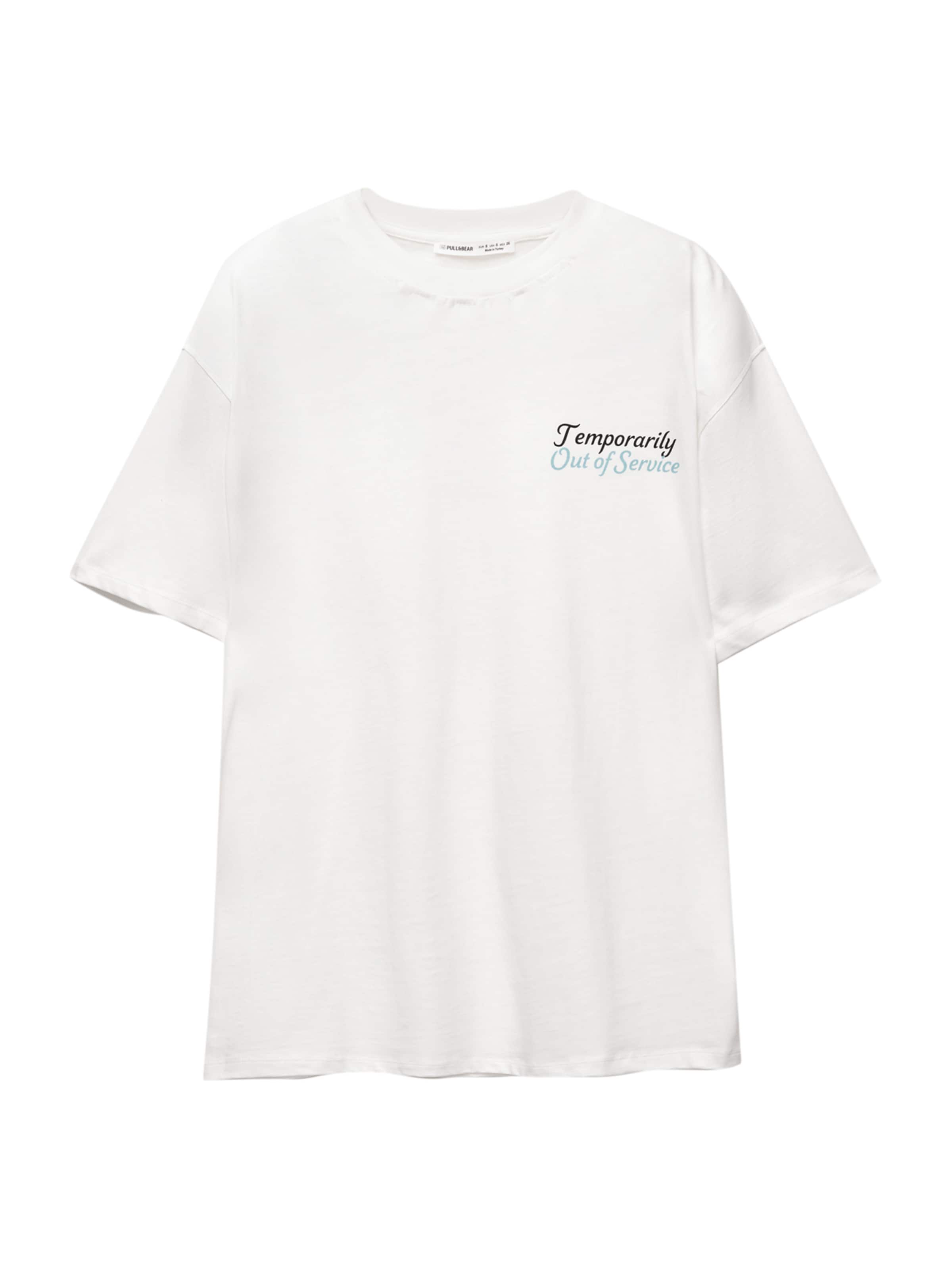 Tricou 'TV' Pull&Bear pe albastru aqua / maro / negru / alb, Vizualizare produs