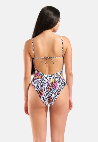 ARENA - Bustier Traje de baño 'Water Prints' en blanco