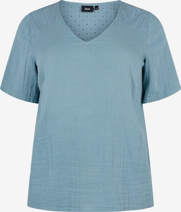 Zizzi Blouse 'VVIVU' in Blauw: voorkant