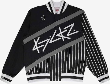 Mitchell & Ness Urheilullinen collegetakki 'Mitchell and Ness x Kickz AWU' värissä musta: etupuoli