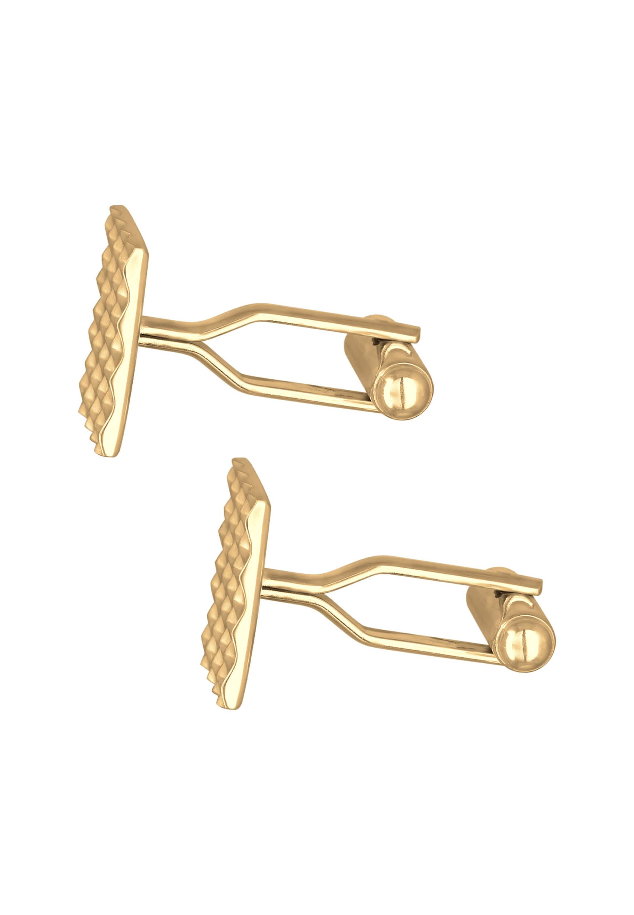 KUZZOI Manschettenknopf 'Geo, Viereck' in Gold