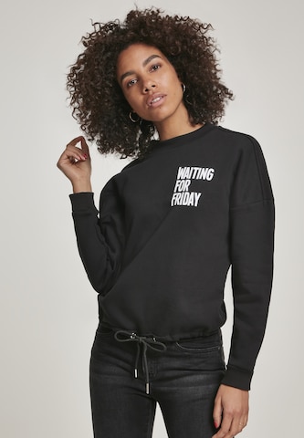 MerchcodeSweater majica 'Waiting For Friday' - crna boja: prednji dio
