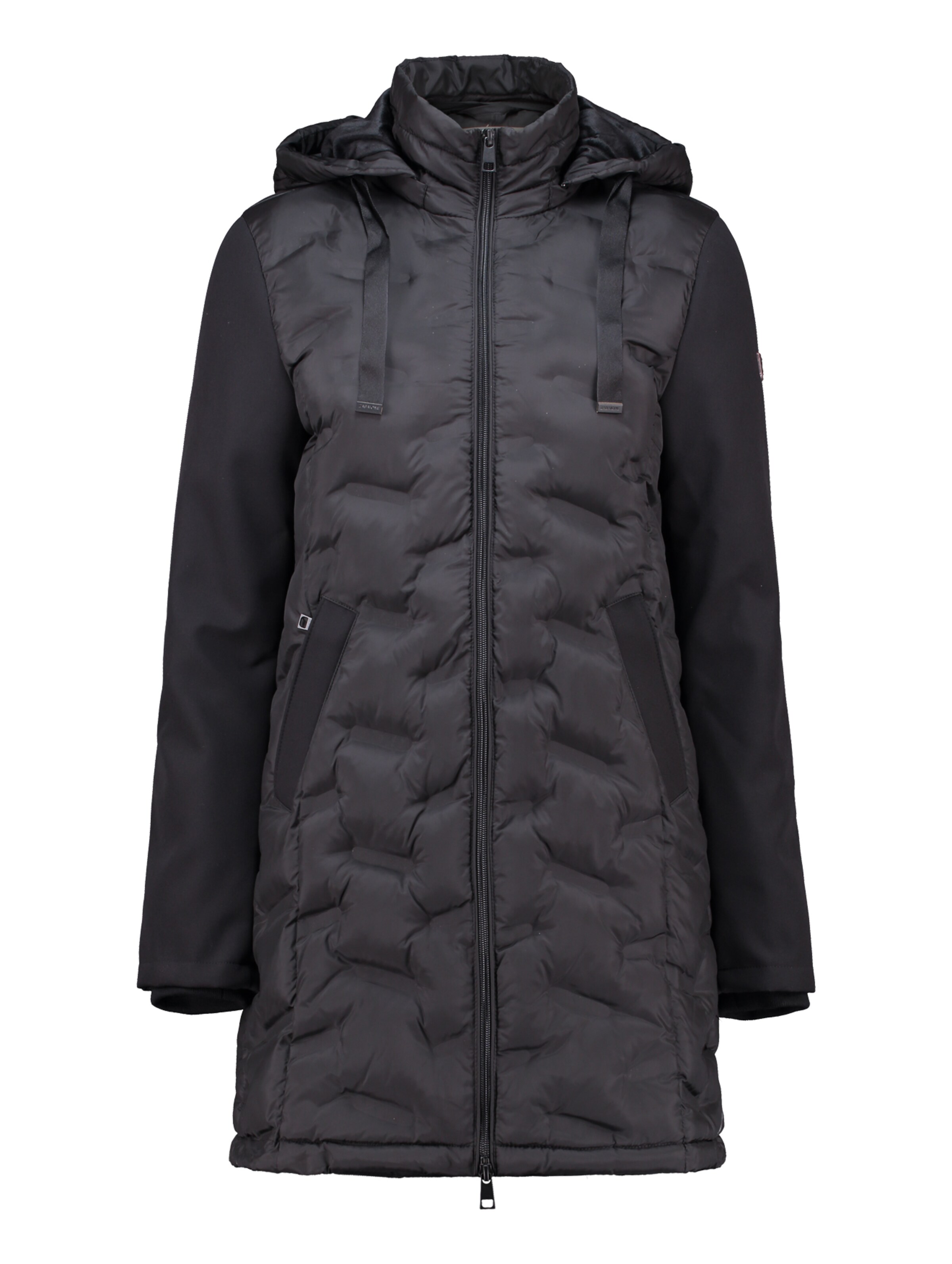 ZABAIONE Between-Seasons Coat in Black: front